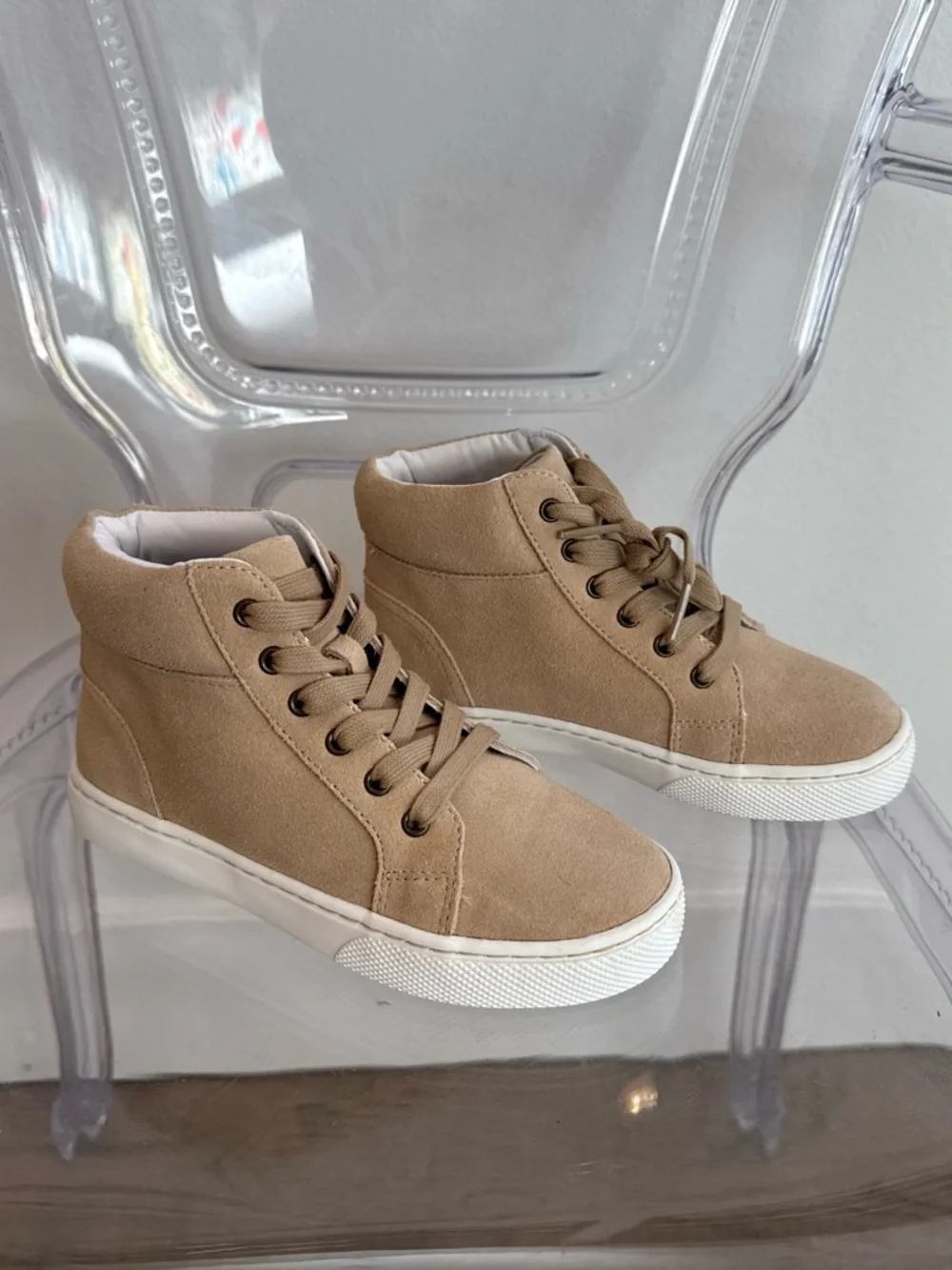 Janie and Jack Tan High-Top Kids Sneakers